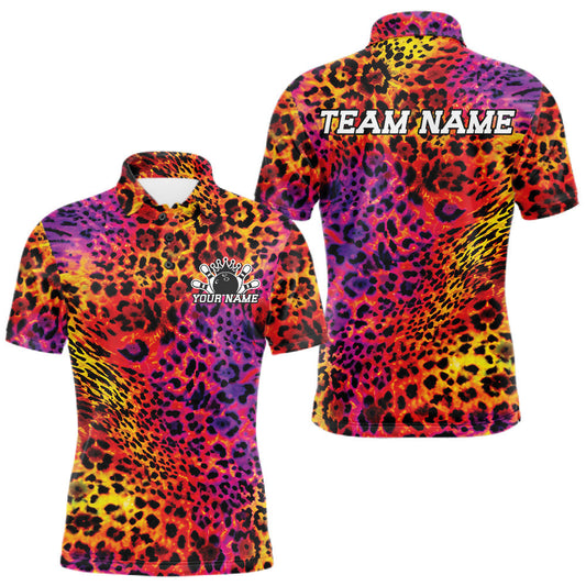 Maxcorners Custom Colorful Cheetah Leopard Print Pattern, Zebra Bowling Shirts For Men, Women And Kid, Bowler Outfit | Purple Red LM2405