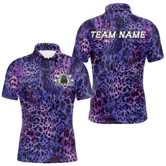 Maxcorners Custom Colorful Cheetah Leopard Print Pattern, Zebra Bowling Shirts For Men, Women And Kid, Bowler Outfit | Purple LM2405