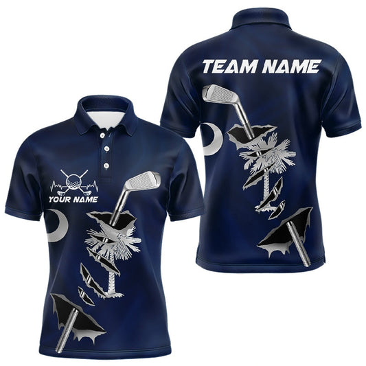 Maxcorners Custom South Carolina State Flag Golf Club Golf Team Shirt For Men, SC Golfer Outfits