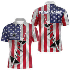 Maxcorners Custom US Flag Silver Billiard Cue Patriotic Billiard 8 Ball Shirts For Men Team Jerseys LM2901