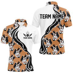 Maxcorners Custom Funny Border Collie Dog Men Bowling Team Shirt, Dog Lovers Bowling Uniform LM2512