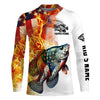 Maxcorners Flame American Flag Custom Crappie Fishing Shirts, Patriotic Crappie Long Sleeve Fishing Jerseys LM0501