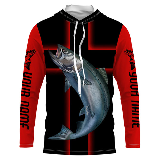 Maxcorners Chinook King Salmon Custom Long Sleeve Christian Fishing Shirts, Salmon Faith Fishing Jerseys LM0201