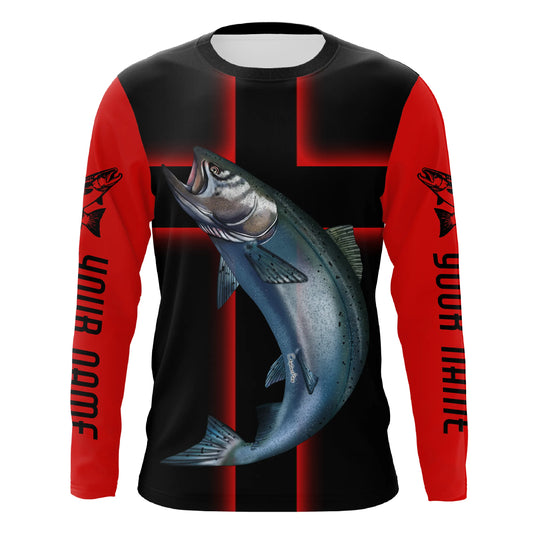 Maxcorners Chinook King Salmon Custom Long Sleeve Christian Fishing Shirts, Salmon Faith Fishing Jerseys LM0201