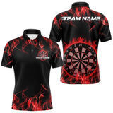 Maxcorners Custom Black And Red Flame Dartboard Dart Polo Shirts For Men, Dart Players Outfits MT0410