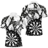 Maxcorners Custom Grunge Splatter Black And White Dartboard Dart Team Men Polo Shirts, Dart Jerseys MT0410
