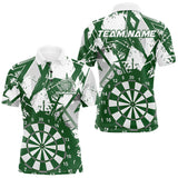 Maxcorners Custom Grunge Splatter Green And White Dartboard Dart Team Men Polo Shirts, Dart Jerseys MT0410