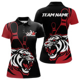 Maxcorners Custom Black And Red Tiger Bowling Jerseys, Tiger Bowling Team Men Polo Shirts