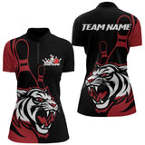 Maxcorners Custom Black And Red Tiger Bowling Jerseys, Tiger Bowling Team Men Polo Shirts