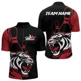 Maxcorners Custom Black And Red Tiger Bowling Jerseys, Tiger Bowling Team Men Polo Shirts