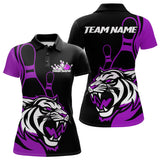 Maxcorners Custom Black And Purple Tiger Bowling Jerseys, Tiger Bowling Team Men Polo Shirts