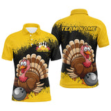 Maxcorners Funny Black&Yellow Hexagon Pattern Bowling Gifts for Men Team with Name Polo & 1/4 Zip