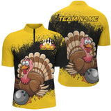 Maxcorners Funny Black&Yellow Hexagon Pattern Bowling Gifts for Men Team with Name Polo & 1/4 Zip