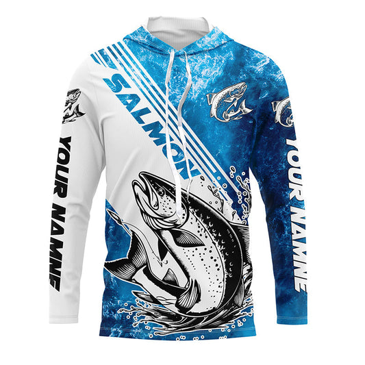 Maxcorners Chinook Salmon Fishing Custom Long Sleeve Performance Shirts, Saltwater Salmon Fishing Shirts LM0201