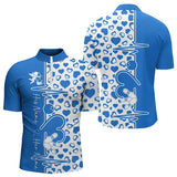 Maxcorners Blue Bowling Heartbeat Pulse Line Custom Valentines Day Bowling Polo Shirts