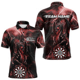 Maxcorners Custom Red Thunder Lightning Dragon Dart Team Polo Shirt For Men, Dart League Shirt LM0910
