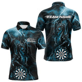 Maxcorners Custom Blue Thunder Lightning Dragon Dart Team Polo Shirt For Men, Dart League Shirt LM0910