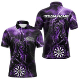 Maxcorners Custom Purple Thunder Lightning Dragon Dart Team Polo Shirt For Men, Dart League Shirt LM0910