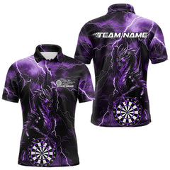 Maxcorners Custom Purple Thunder Lightning Dragon Dart Team Polo Shirt For Men, Dart League Shirt LM0910