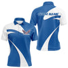 Maxcorners Custom American Flag Picklebal Wings Blue Polo Shirts For Men, Patriot Pickleball Team Shirt