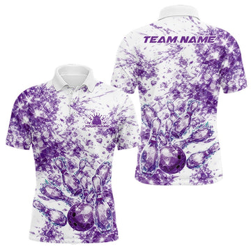 Maxcorners Custom Sparkling Purple Ice Cystal Bowling Shirts For Men, Women And Kid, Team Tournament Outfits Multi Styles LM1501