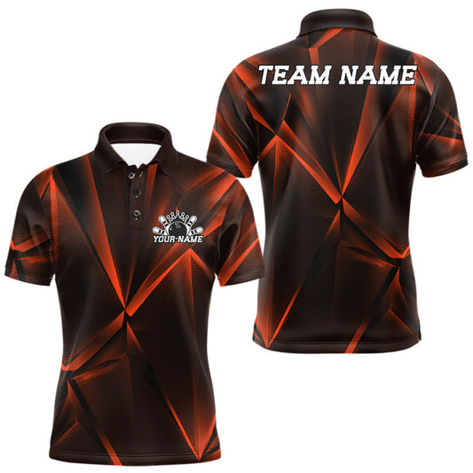 Maxcorners Custom Orange Fragmental Pattern Background Men Bowling Team Polo Shirt Jerseys LM1005