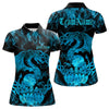 Maxcorners Custom Blue Fire Flame Viking Dragon Bowling Polo Team Shirts For Men, Celtic Bowling Shirt LM113