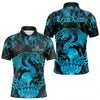 Maxcorners Custom Blue Fire Flame Viking Dragon Bowling Polo Team Shirts For Men, Celtic Bowling Shirt LM113