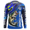 Maxcorners Personalized Largemouth Bass Long Sleeve Tournament Fishing Shirts, Water Camo Bass Fishing Jerseys LM0201