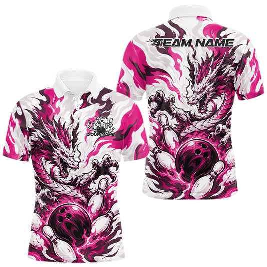 Maxcorners Pink Custom Dynamic Flame Dragon Bowling Jerseys For Men, Women And Kid, Bowling Team League Shirt Bowler Outfit LM2806