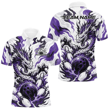 Maxcorners Purple Custom Dynamic Flame Dragon Bowling Jerseys For Men, Women And Kid, Bowling Team League Shirt Bowler Outfit