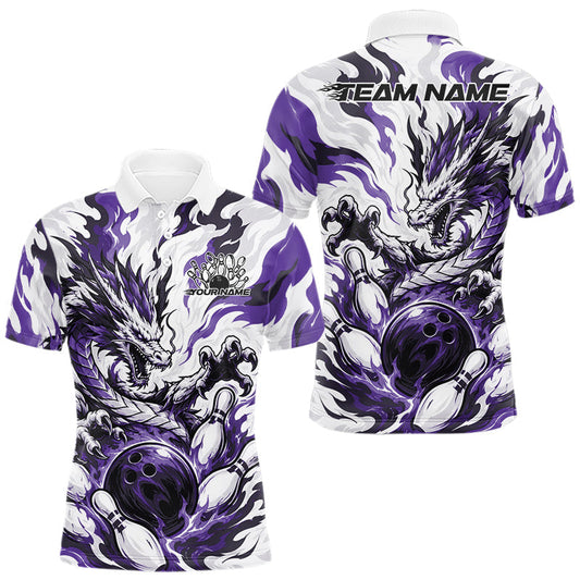 Maxcorners Purple Custom Dynamic Flame Dragon Bowling Jerseys For Men, Women And Kid, Bowling Team League Shirt Bowler Outfit LM2806