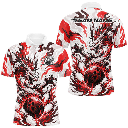 Maxcorners Red Custom Dynamic Flame Dragon Bowling Jerseys For Men, Women And Kid, Bowling Team League Shirt Bowler Outfit LM2806