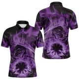 Maxcorners Custom Purple Flame Grim Reaper Halloween Dart Men Polo Shirts For Team, Dart Jerseys LM1610