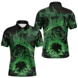 Maxcorners Custom Green Flame Grim Reaper Halloween Dart Men Polo Shirts For Team, Dart Jerseys LM1610