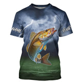 Maxcorners Thunder Lightning Custom Walleye Tournament Fishing T-Shirts, Walleye Fishing Jerse MT2108