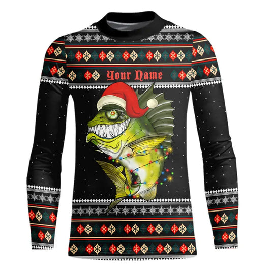 Maxcorners Ugly sweater pattern Christmas Bass Fishing Custom All over Shirts, Mery Fishmas shirt fishing gifts LM0201