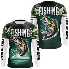 Maxcorners Camouflage Largemouth Bass Fishing Custom Long Sleeve Tournament Shirts, Fishing Gifts For Fisherman LM2408