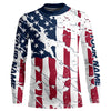 Maxcorners Personalized American Flag Long Sleeve Fishing Shirts Uv Protection, Patriotic Fishing Apparel LM0501