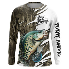 Maxcorners Crappie Fishing Custom Camo Long Sleeve Fishing Shirts, Crappie Fishing Tournament Apparel MT2108
