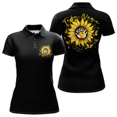 Maxcorners Custom Butterfly Sunflower Bowling Women Polo Shirts, Sunflower Bowling Tournament Shirts LM2512