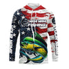 Maxcorners Custom Mahi Mahi Fishing American Flag Long Sleeve Fishing Shirts, Patriotic Mahi Fishing Shirts LM0501