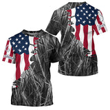 Maxcorners Custom Patriotic Camouflage Long Sleeve Fishing Shirts, Personalized Fishing Jerseys | Gray Camo MT2108