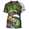 Maxcorners Personalized Crappie Fishing Camo Long Sleeve Fishing Shirts, Crappie Fishing Jerseys MT2108