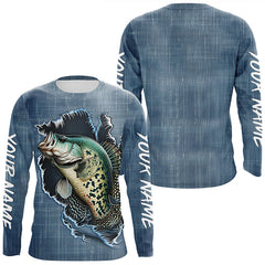 Maxcorners Custom Crappie Long Sleeve Tournament Fishing Shirts, Crappie Fishing All Over Printed Shirt LM2408
