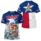 Maxcorners Redfish Trout Flounder Texas Slam Custom Long Sleeve Fishing Shirts, Texas Flag Fishing Shirts MT2108