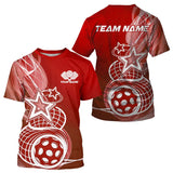 Maxcorners Custom Red Pickleball Star Polo Shirts For Men, Outdoor Pickleball Team Uniform