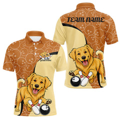 Maxcorners Custom Cute Funny Golden Retriever Dog Bowling Men Polo Shirts, Dog Lovers Bowling Shirt LM2512