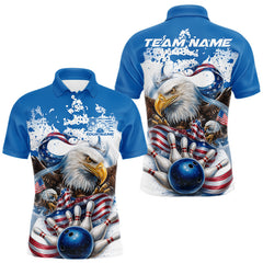 Maxcorners Custom Patriotic US Flag Eagle Bowling Men Shirt, USA Bowling Team League Shirt LM2711