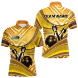 Maxcorners Custom Black And Gold Bowling Jerseys For Men, Bowling Team Polo Shirt With Name LM2110